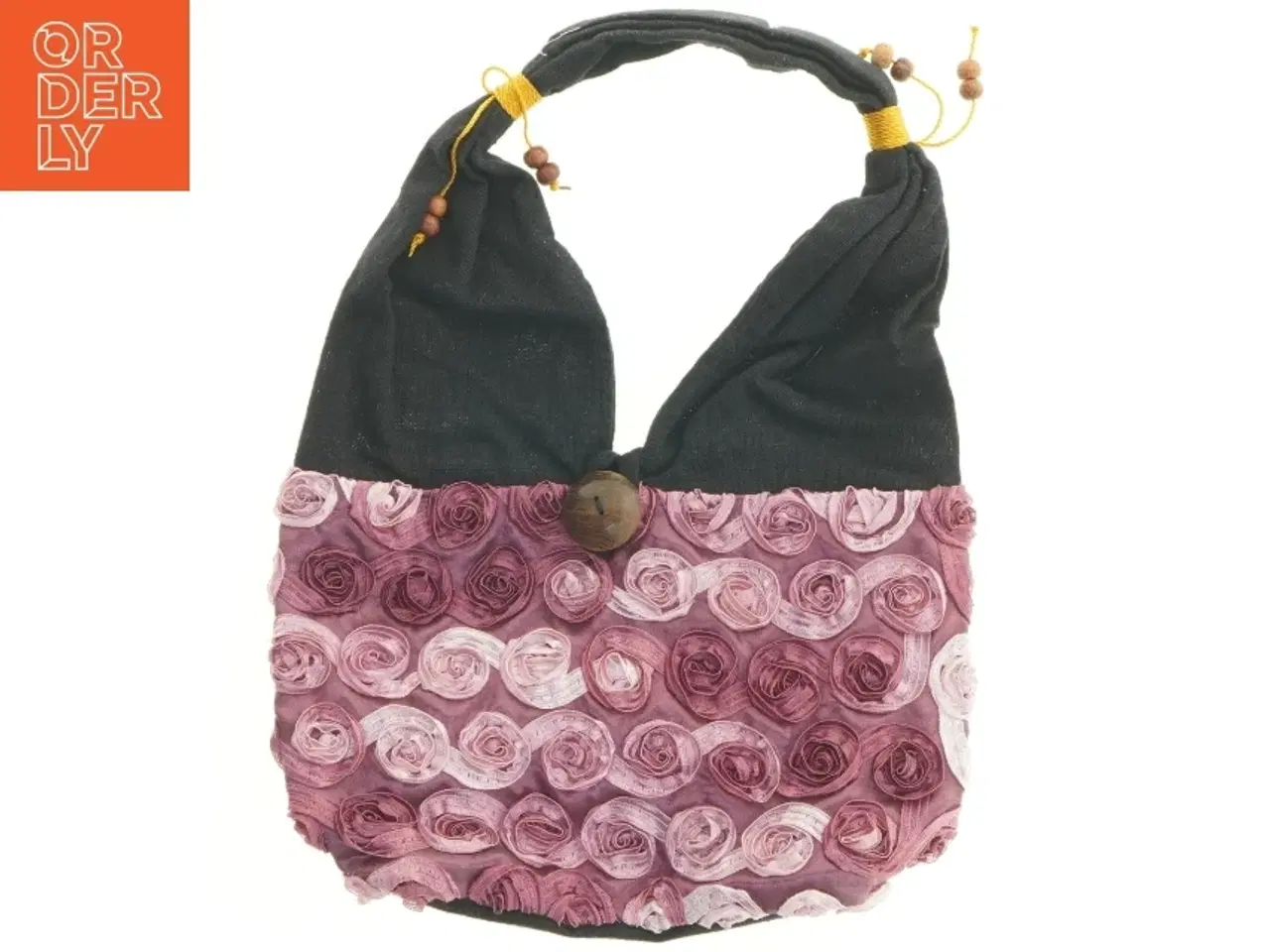 Billede 1 - Håndlavet stofpose med rosenmotiv (str. 32 x 25 cm)