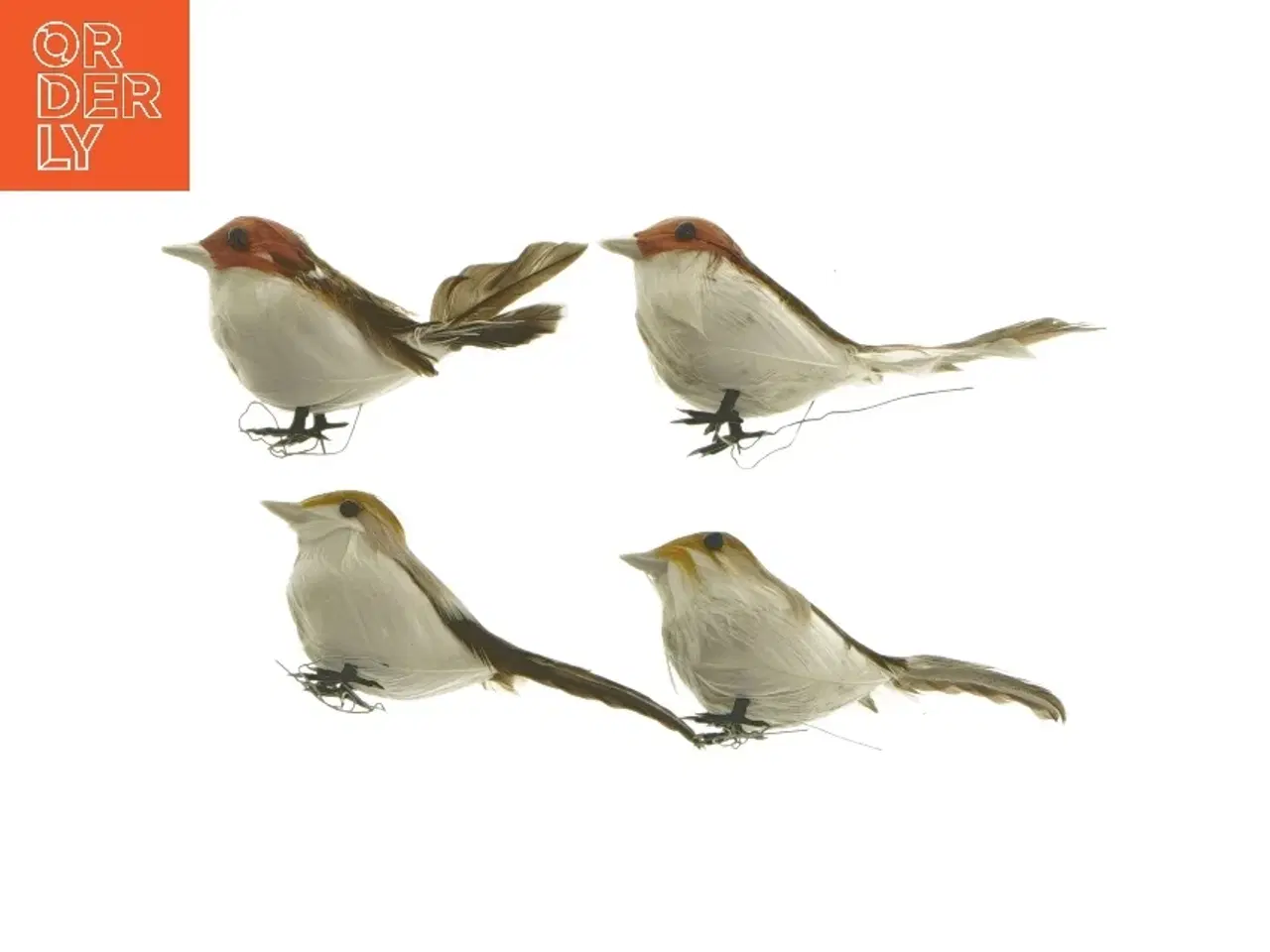 Billede 3 - 4 Dekorationsfugle med fjer (str. 9 cm)