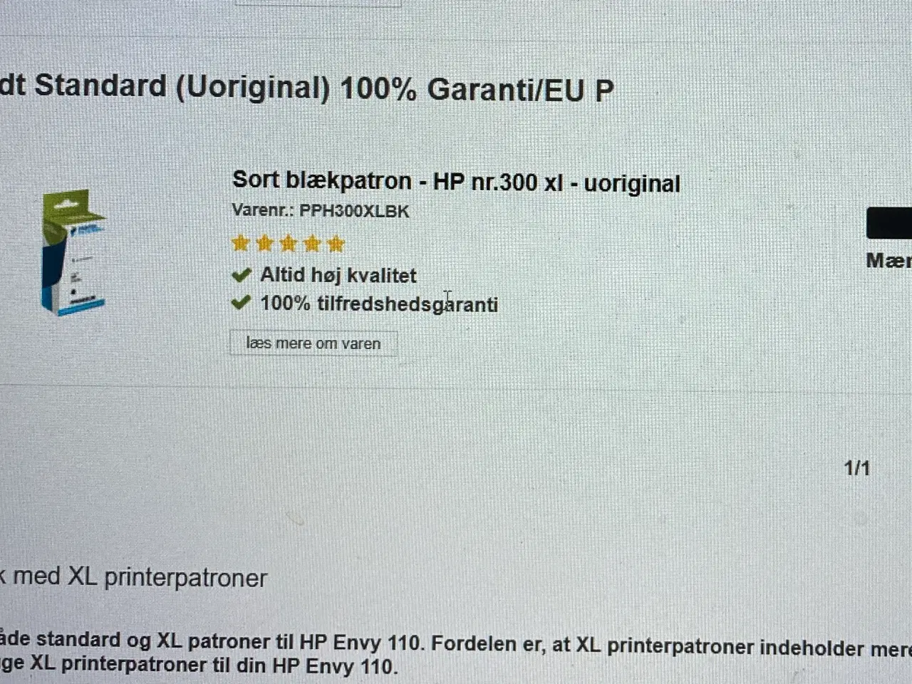 Billede 6 - Genfyldt printerpatron, sort blæk