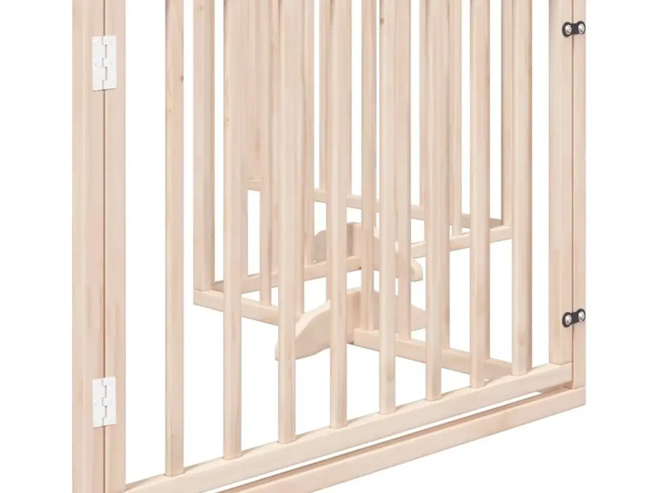 Billede 5 - Hundegitter med dør, foldbar, 4 paneler, 320 cm, poppeltræ