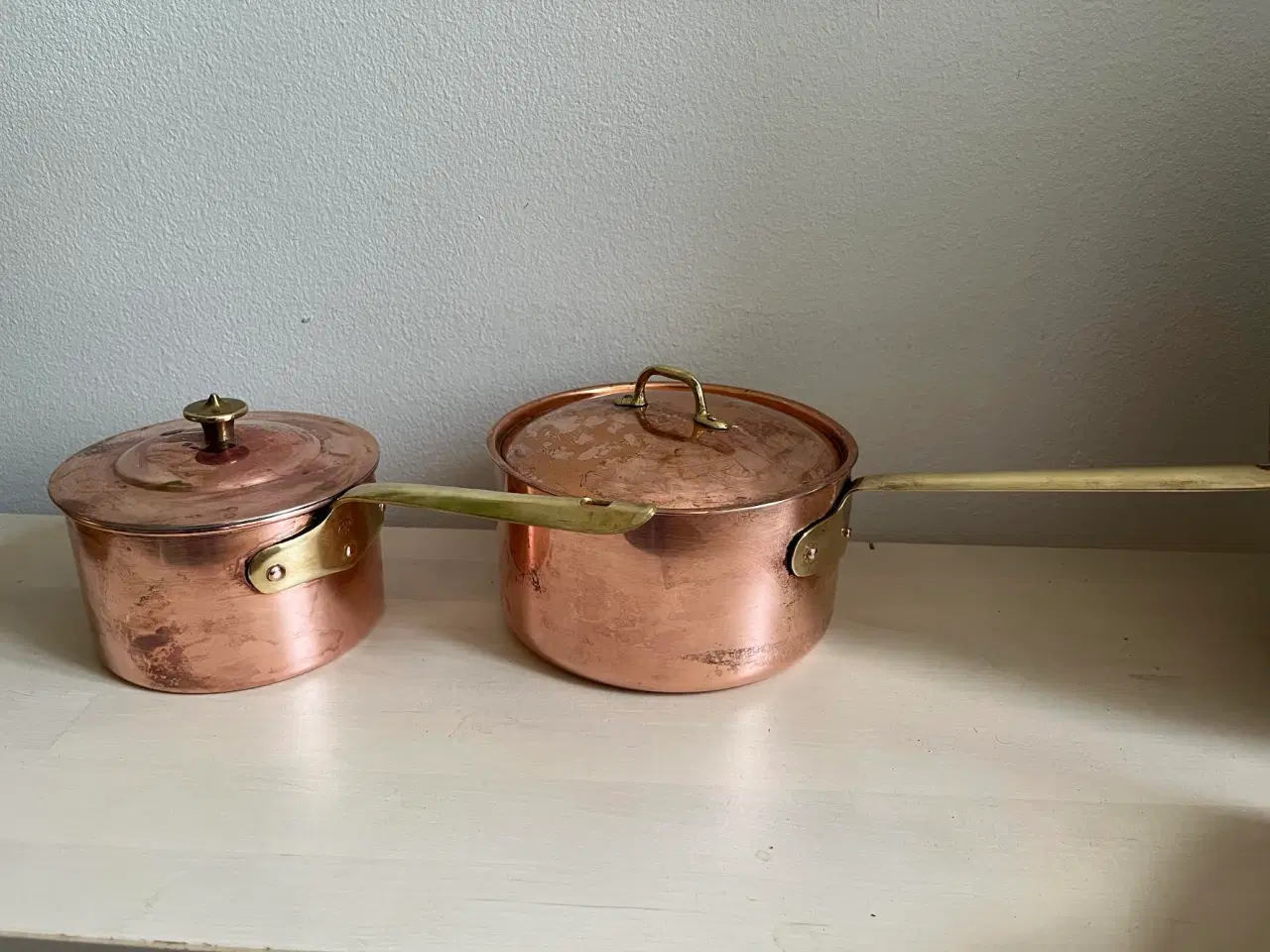 Billede 1 - 2 kobber kasseroller med låg, Made in France