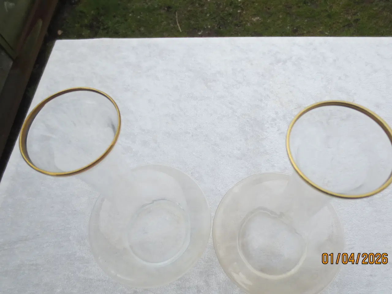 Billede 3 - 2 stk Vin Karafler med Guldkant 2 stk Porcelæns