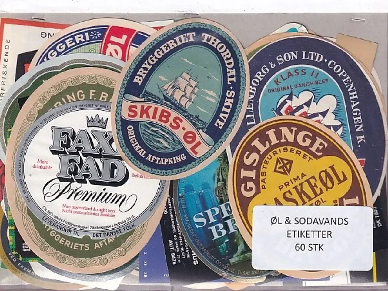 Billede 1 - Øl og Sodavands Etiketter - 60 Stk.