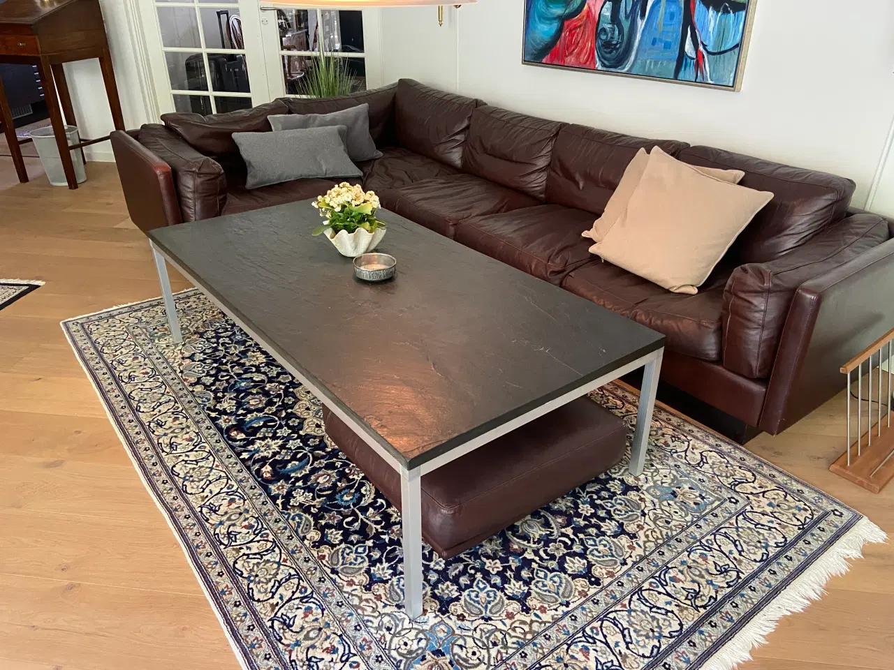 Billede 1 - Meget tyk brun Kærnelæder sofa