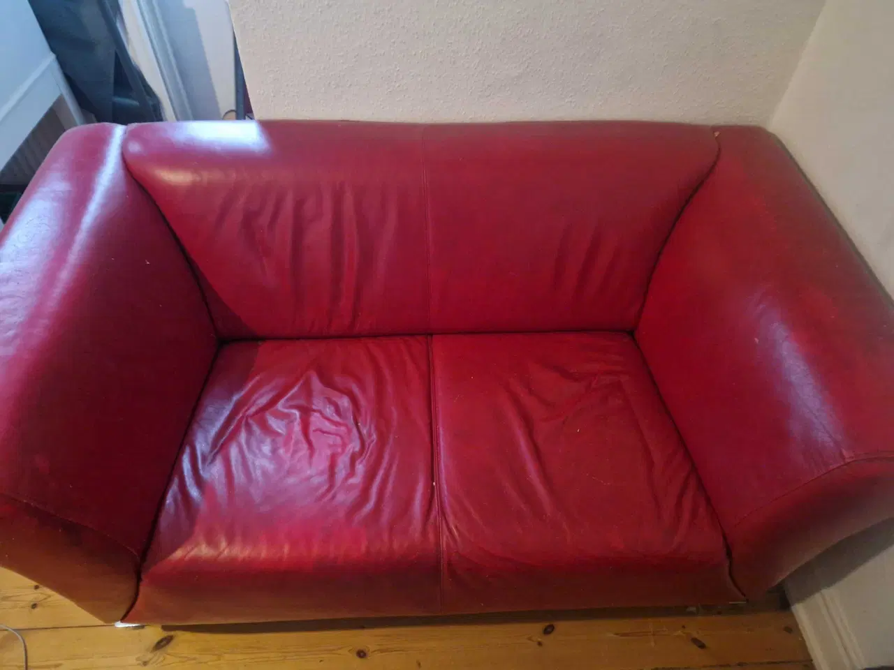 Billede 1 - Rød læder sofa