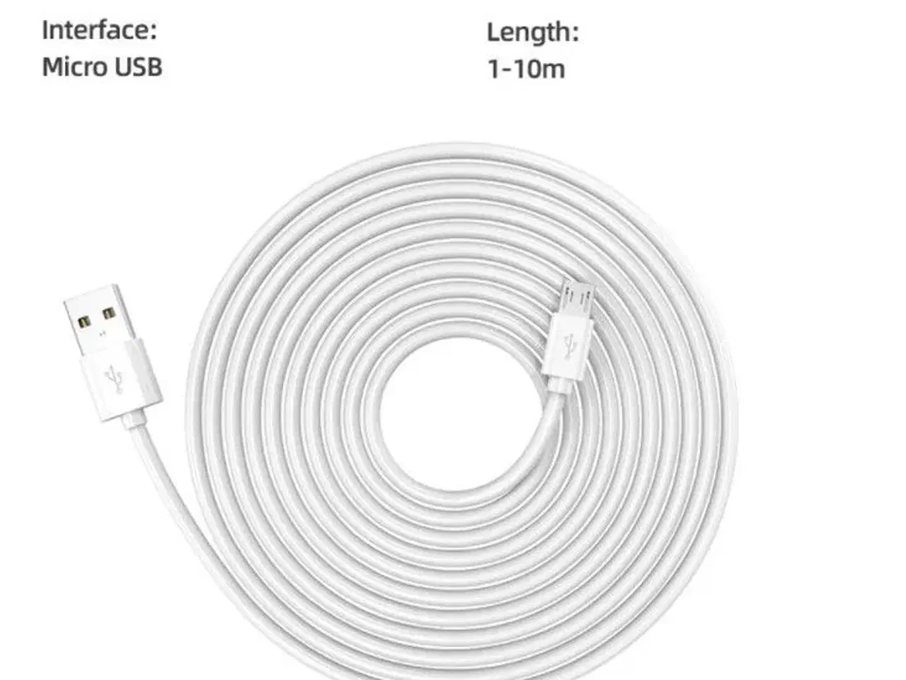 Billede 2 - 2 stk Micro USB Kabel 10 meter USB-A / USB-C-Micro