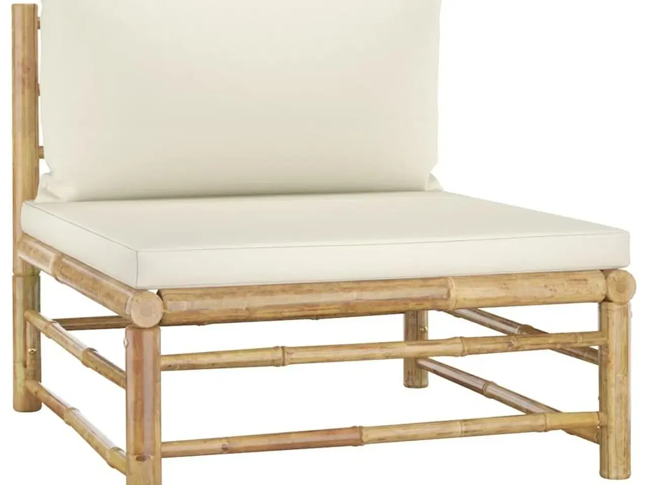 Billede 5 - Loungesæt til haven 3 dele med cremehvide hynder bambus