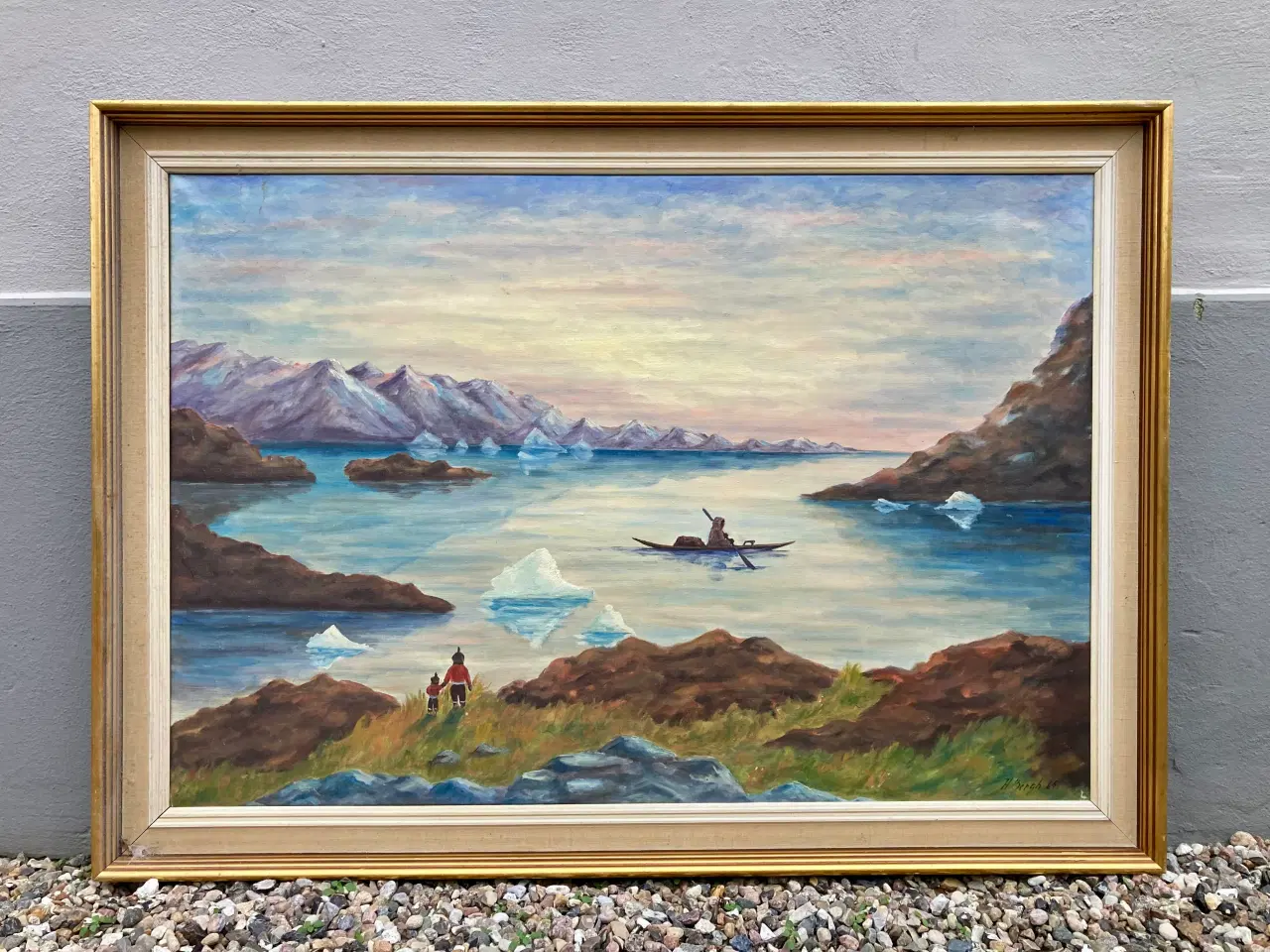 Billede 1 - H. Bergh Maleri Grønland landskab 