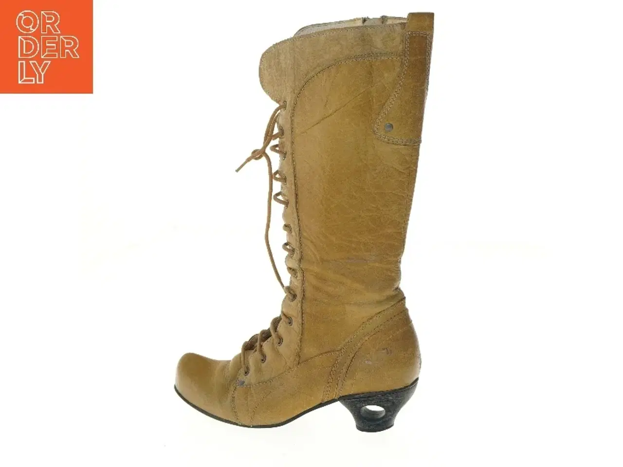 Billede 1 - Brune læderstøvler med snørebånd (str. 38 )