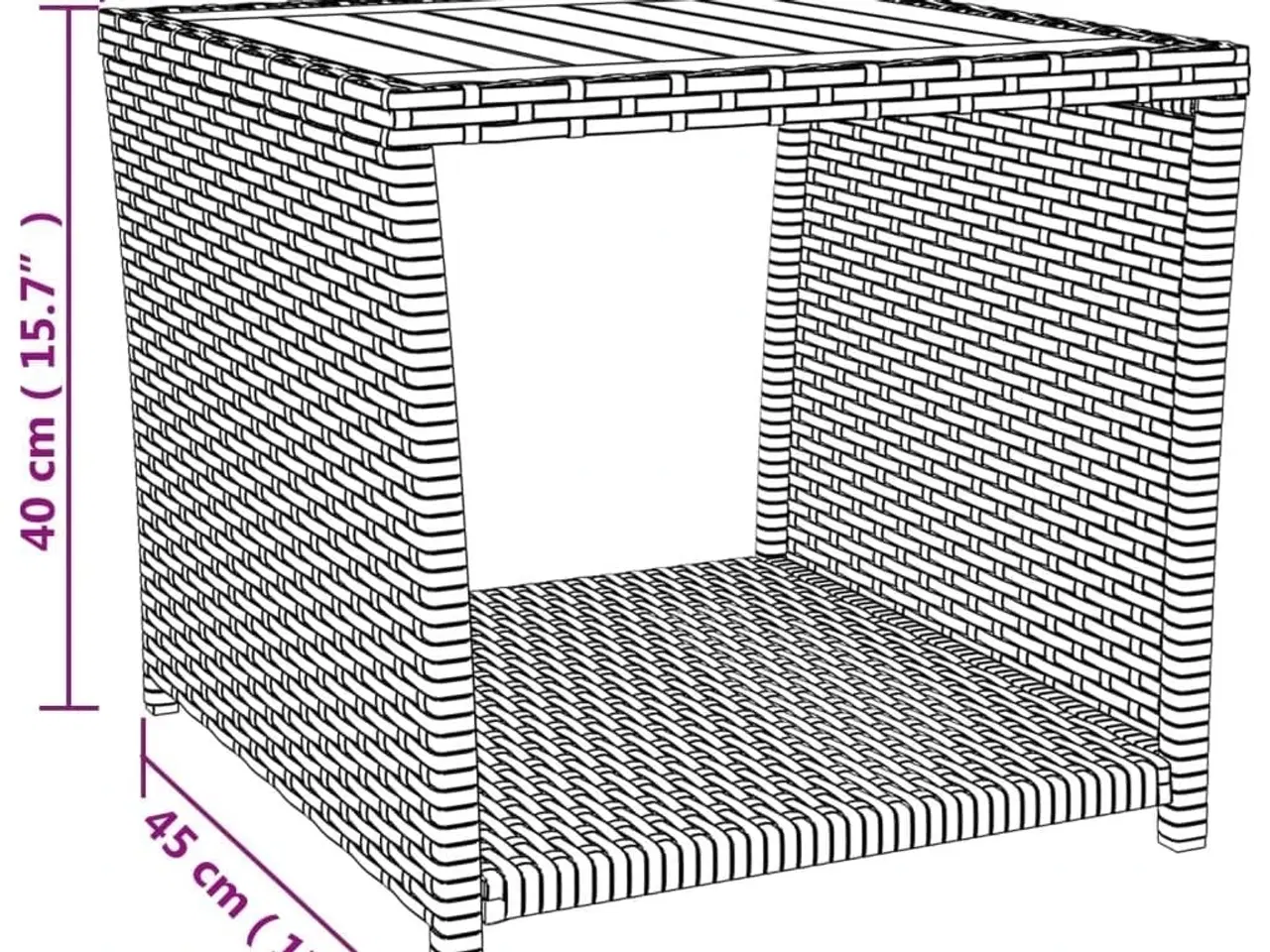 Billede 6 - Tebord med træbordplade polyrattan og massivt akacietræ sort