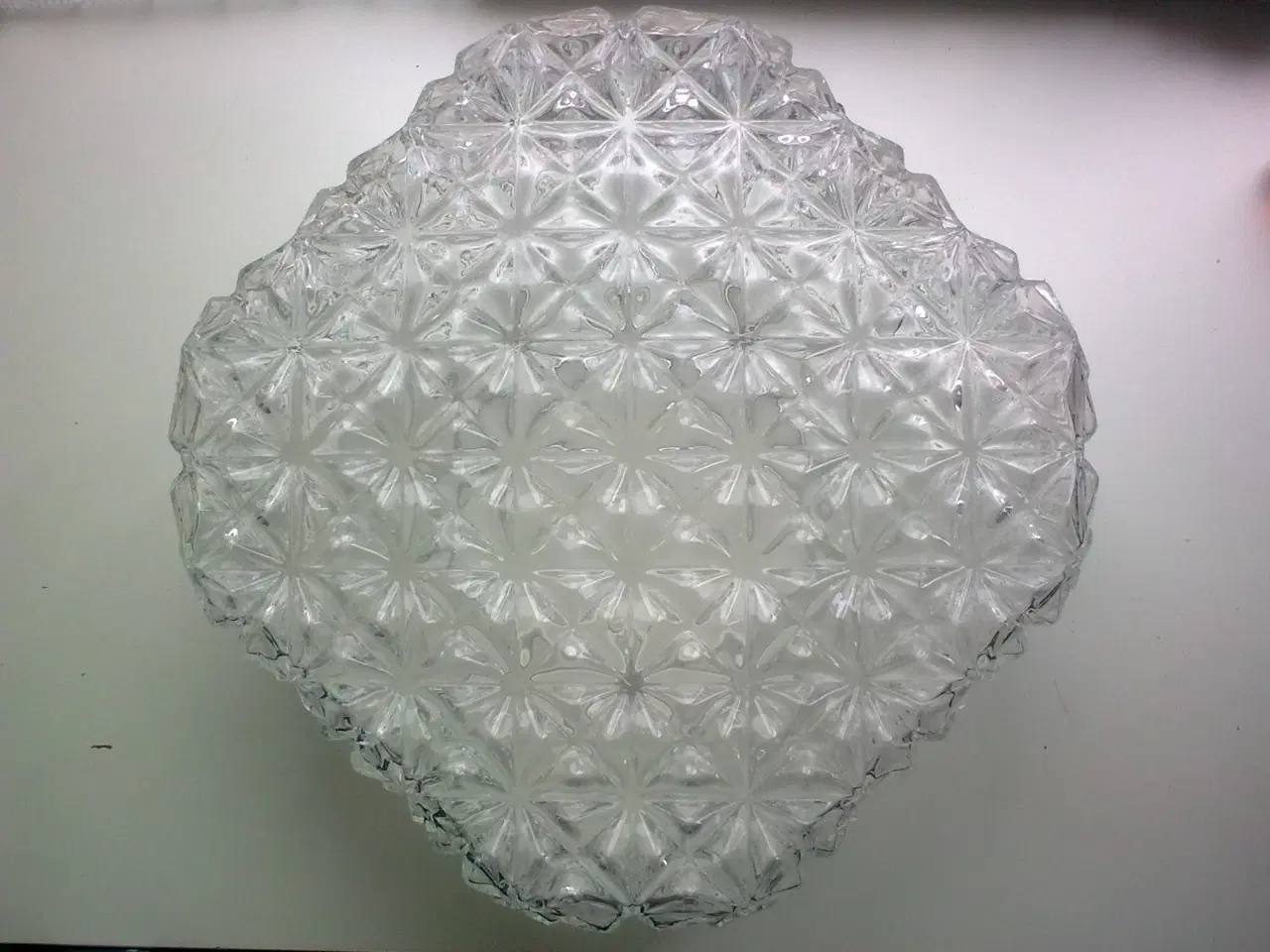 Billede 1 - Plafond firkant lampe klar reliefglas DANSK retro