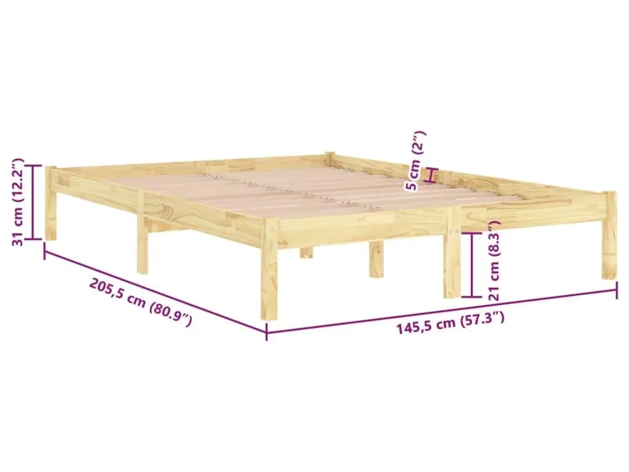 Billede 8 - Sengeramme 140x200 cm massivt fyrretræ