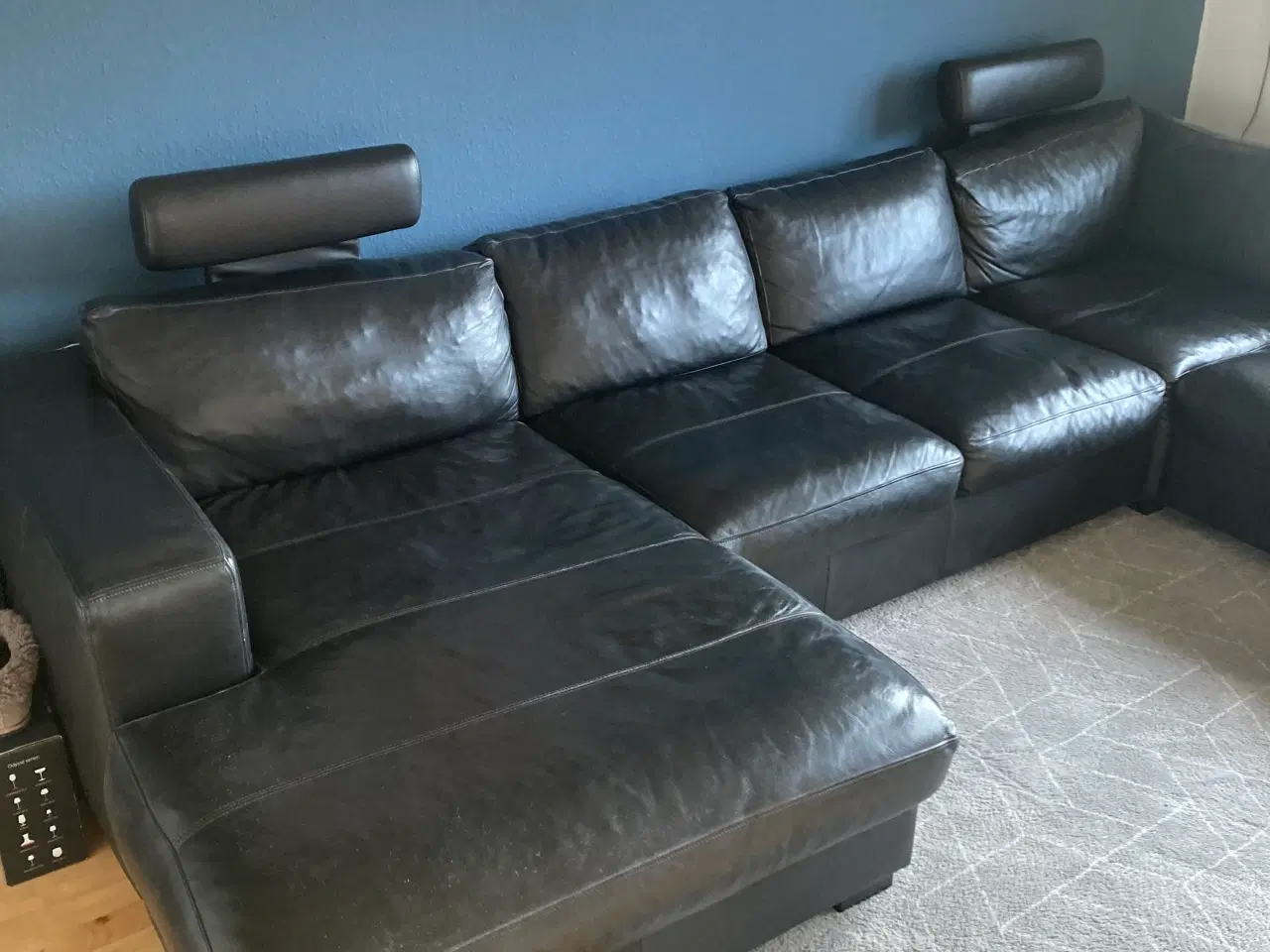 Billede 3 - Hjørnelædersofa med chaiselong