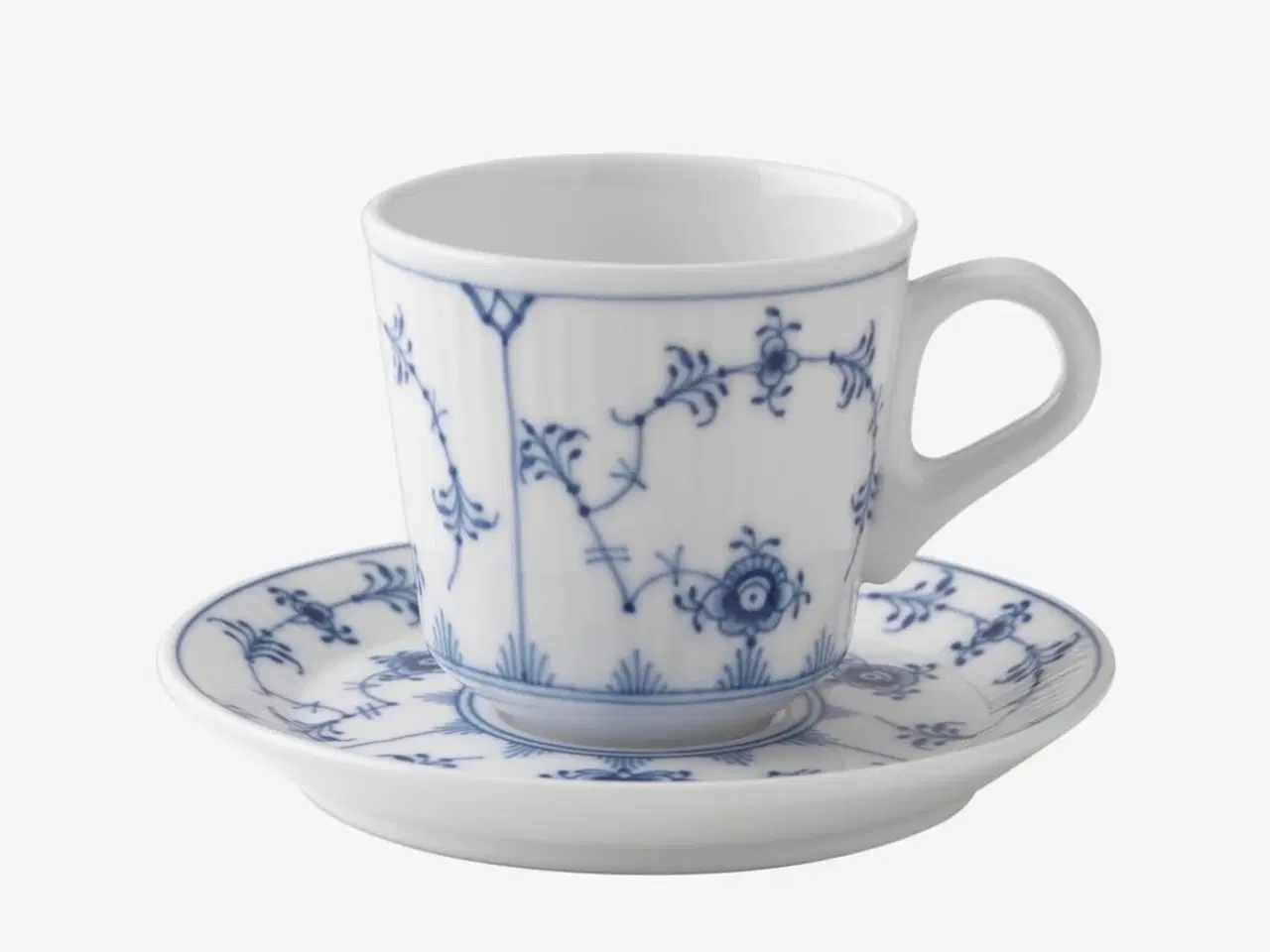 Billede 1 - Musselmalet riflet espressokop med underkop