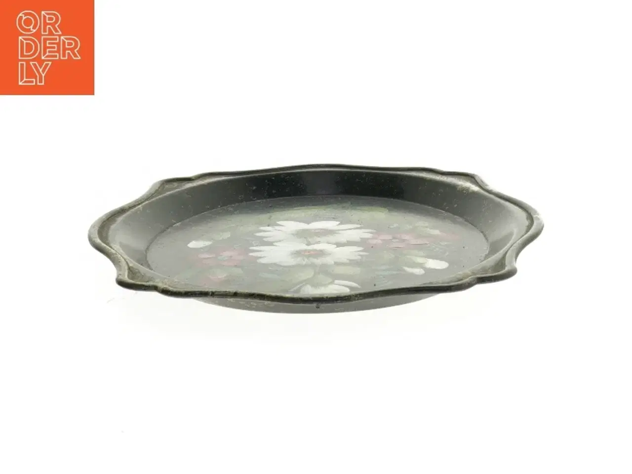 Billede 2 - Dekorativ Vintage Metal Bakke med blomstermotiv (str. 19,5x16,5 cm)