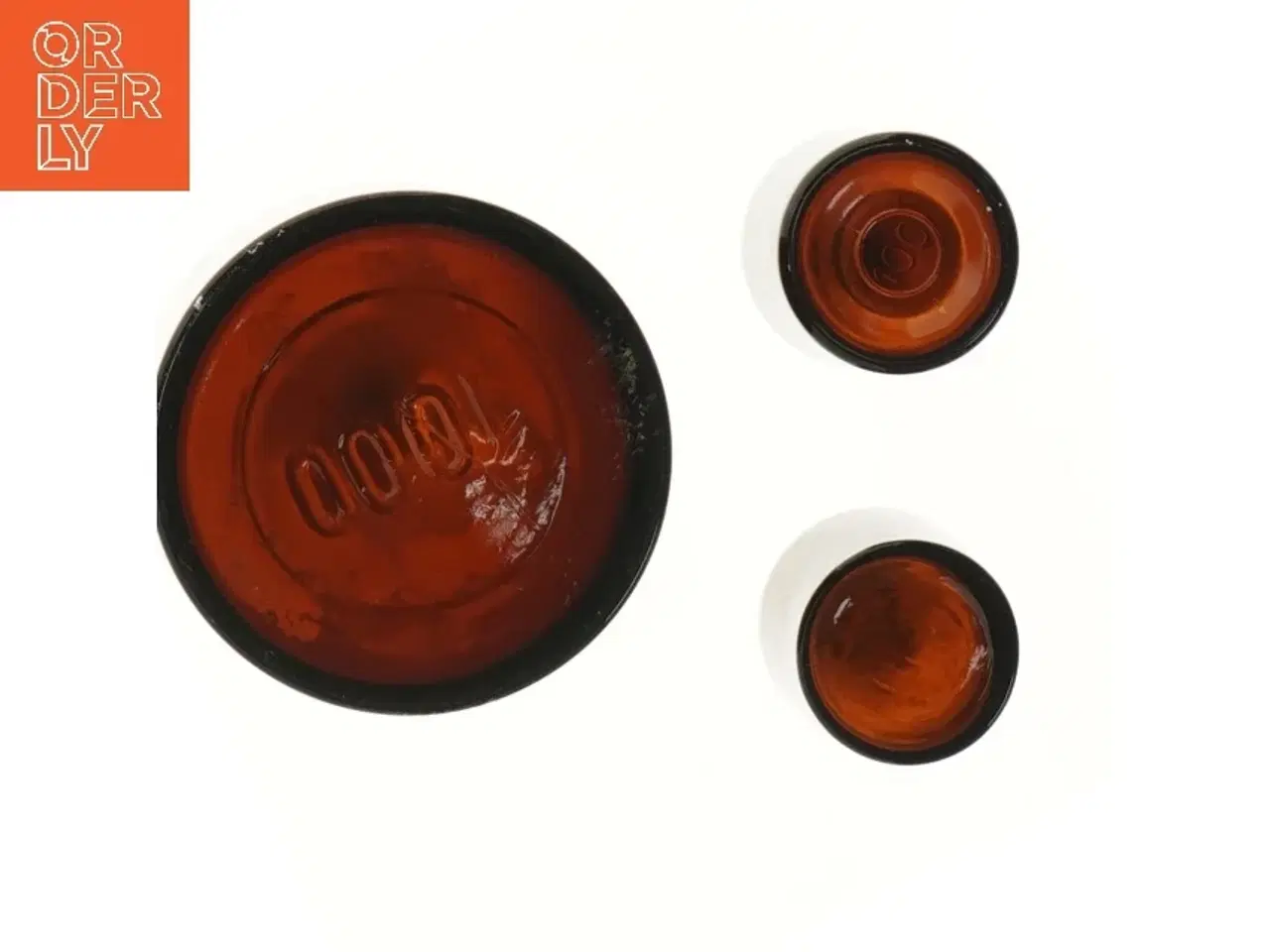 Billede 3 - Brune glasflasker med prop (str. 11 og 21 x cm)