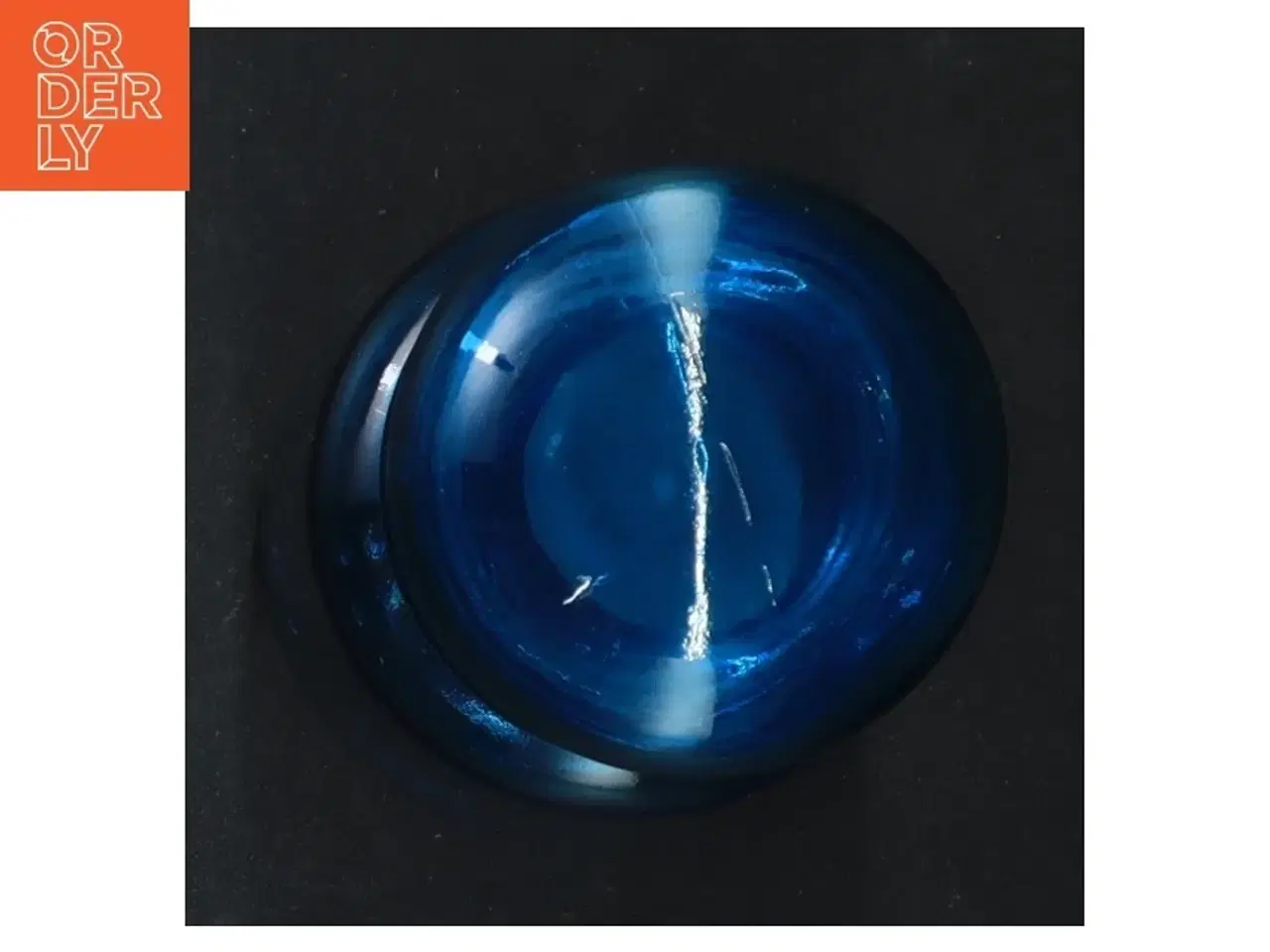 Billede 5 - Blåt glas apotekerflaske med glasprop (str. 14 cm)