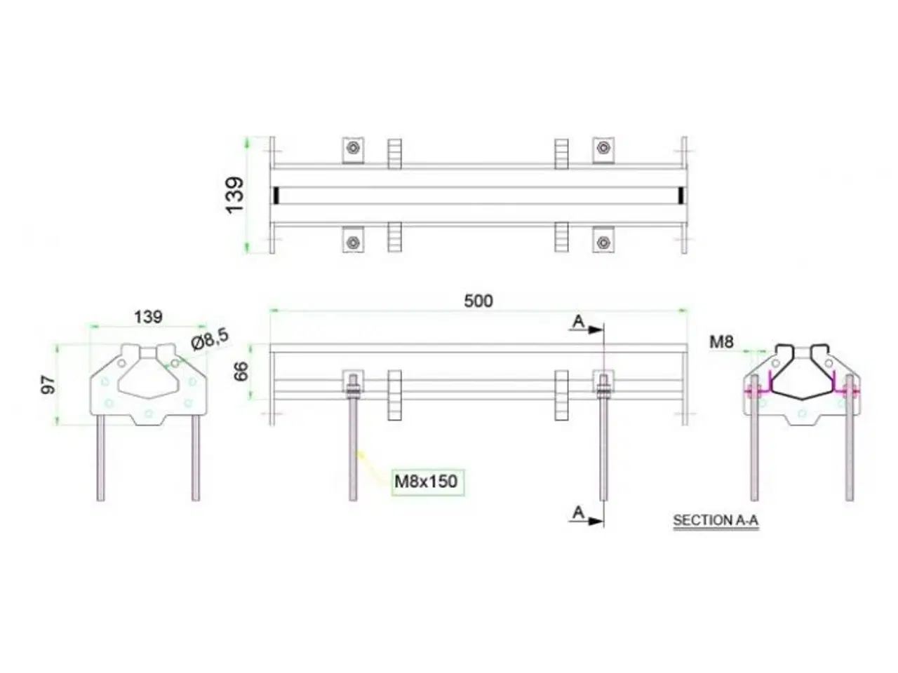 Billede 2 - Afløb – 500x 66x 97 mm