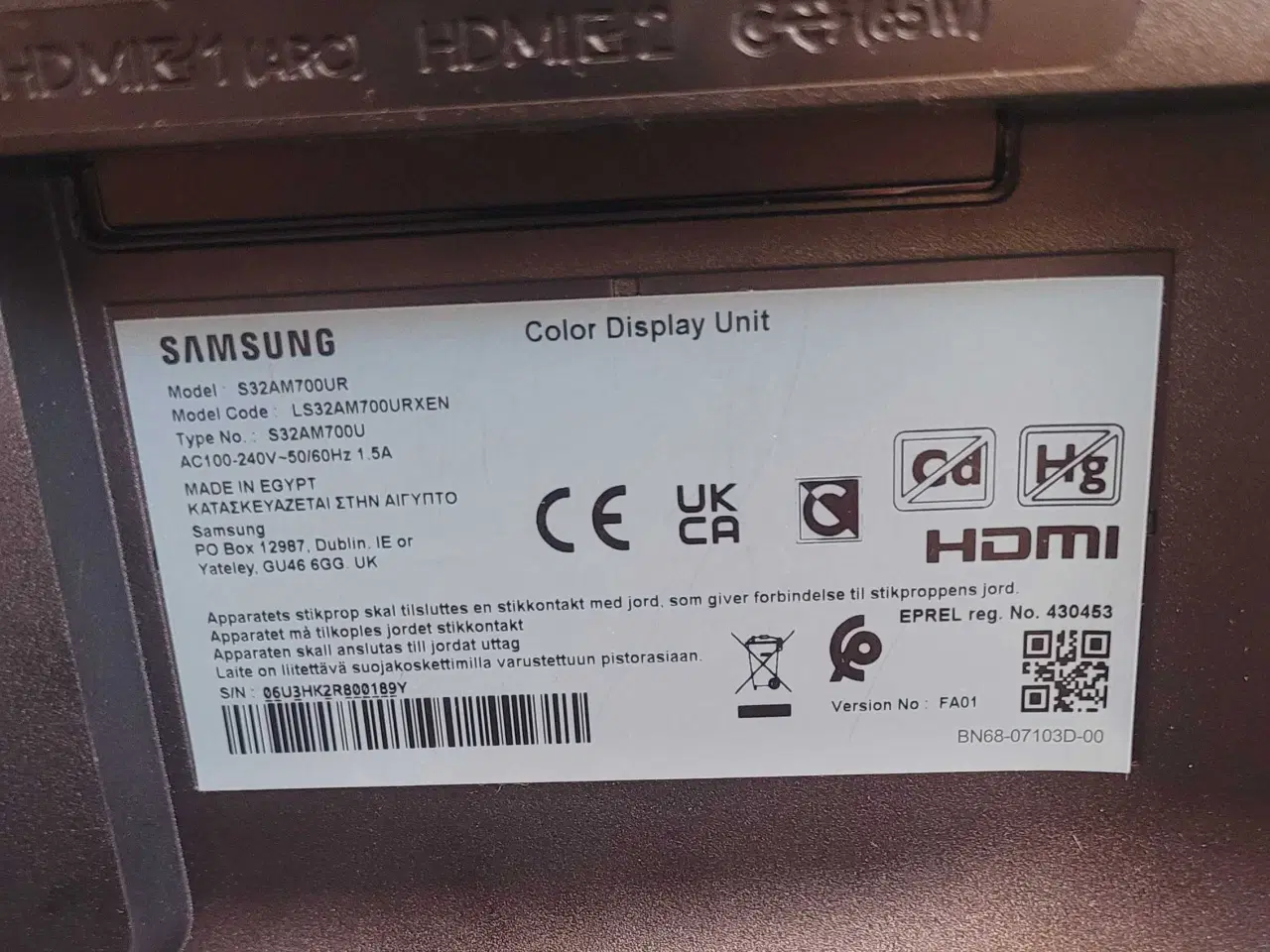 Billede 3 - Samsung S32AM700UR 32"