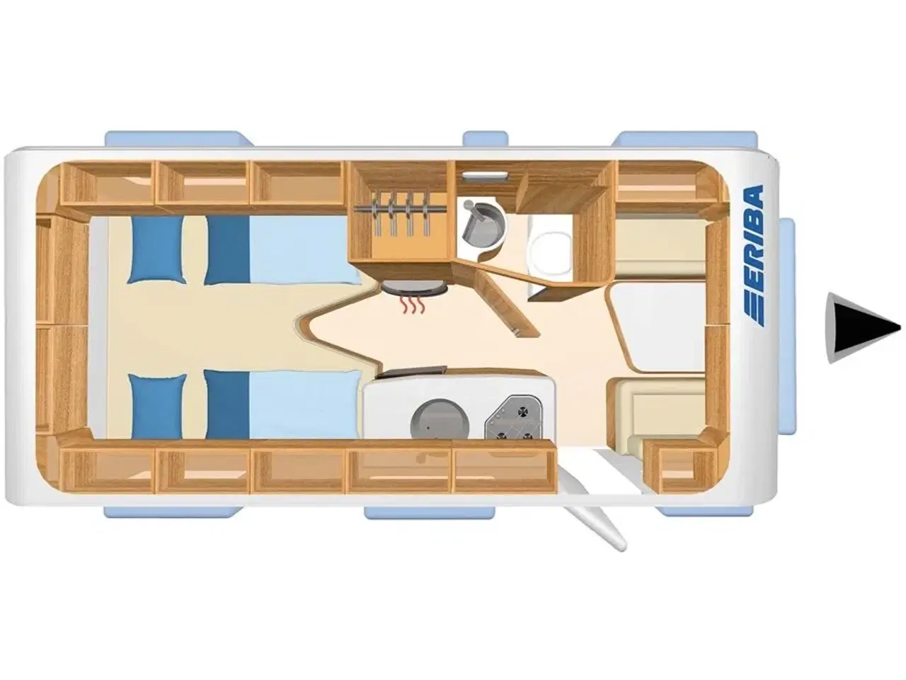 Billede 19 - 2022 - Hymer Feeling 442   Fortelt: Walker, mover, solceller, fast markise m sider og front, cykelholder, Truma UltraHeat, el- og gasboiler, endesiddegruppe, dobbeltseng