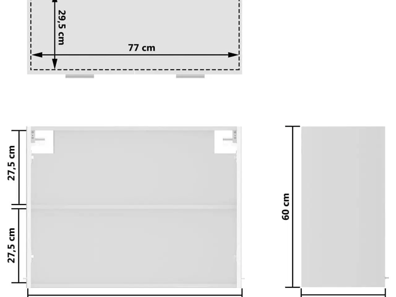 Billede 9 - Vægskab med glaslåger 80x31x60 cm spånplade hvid højglans