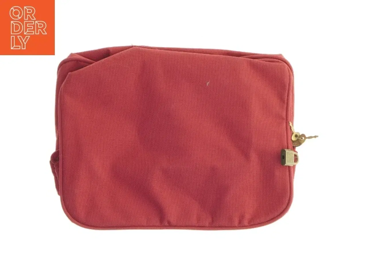 Billede 4 - Rød toilet staske med lynlås og lås (str. 27x20 cm)