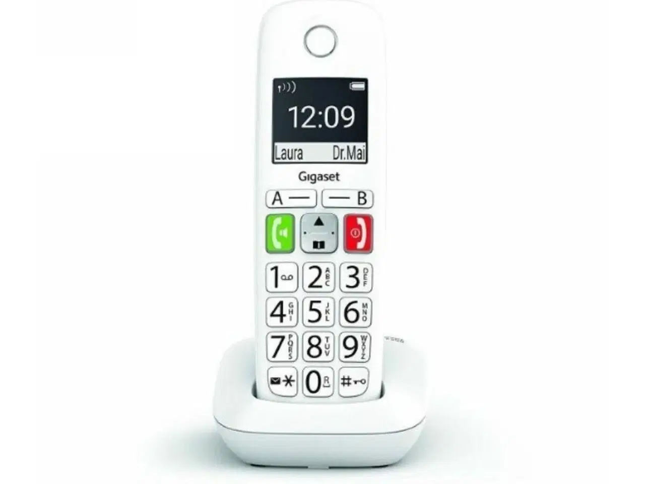 Billede 1 - Trådløs telefon Gigaset - hvid fastnettelefon med håndfri og LED-skærm