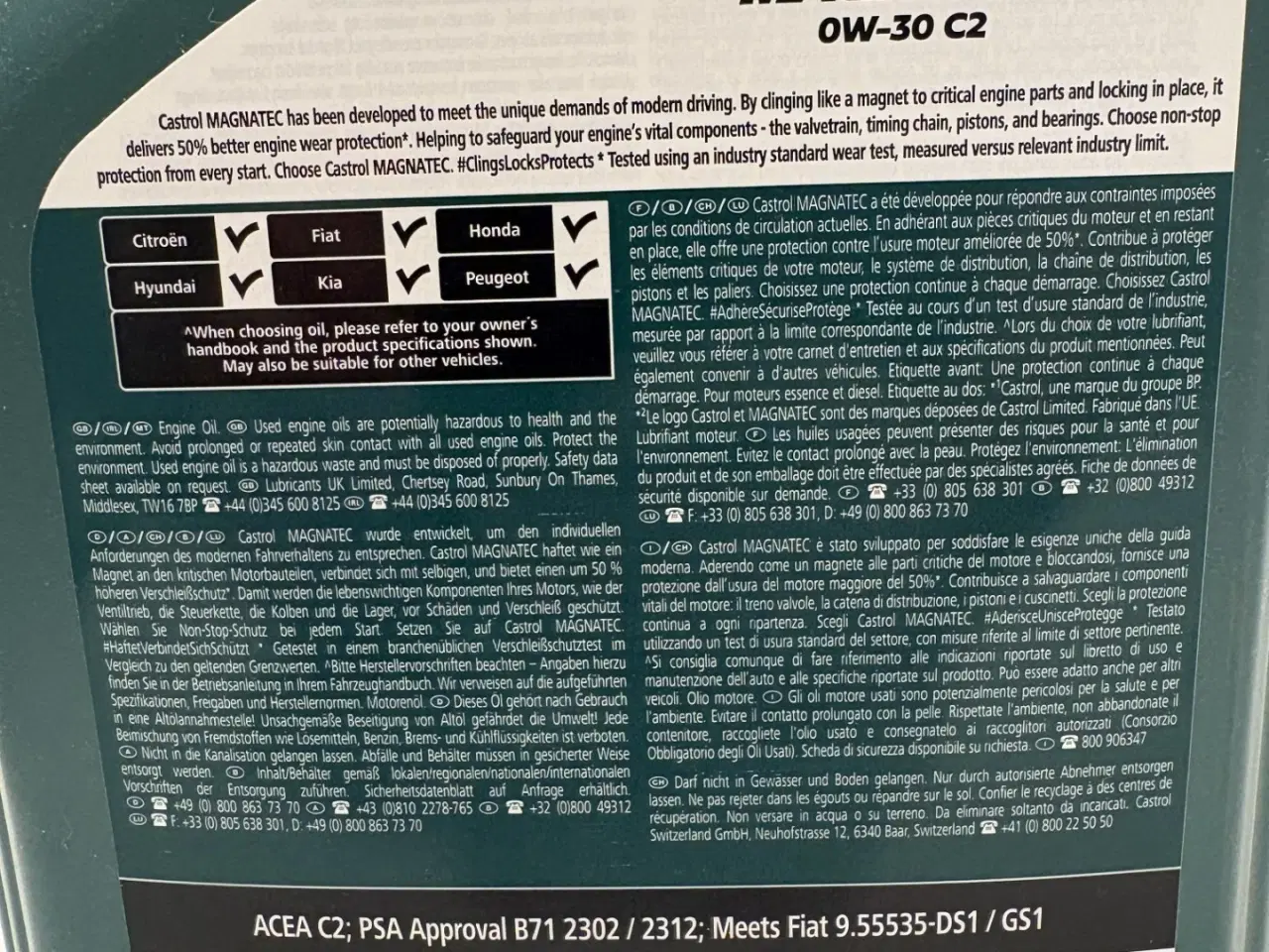Billede 3 - Castrol Magnatec 0W30 C2 Motorolie 4L.