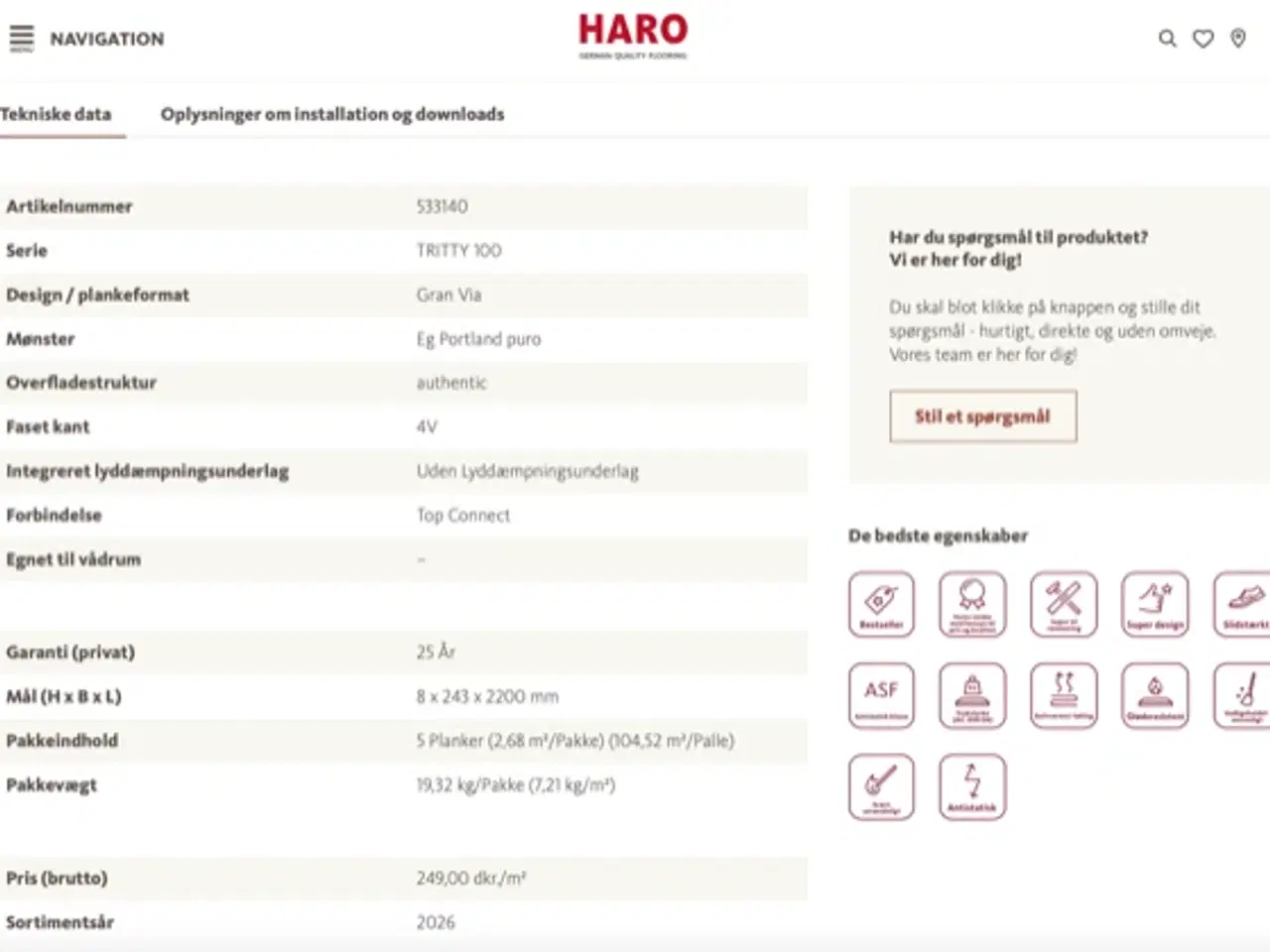 Billede 3 - HARO Laminatgulv Eg Portland puro