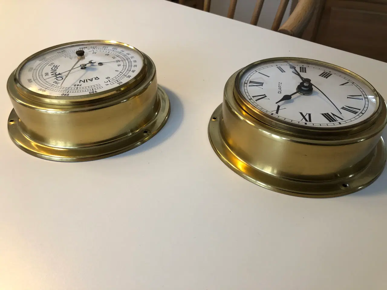 Billede 8 - Skibsur og barometer/termometer i messing