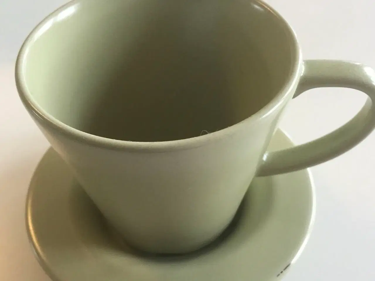 Billede 3 - Porcelæn, 6 stk grønne kopper og underkopper