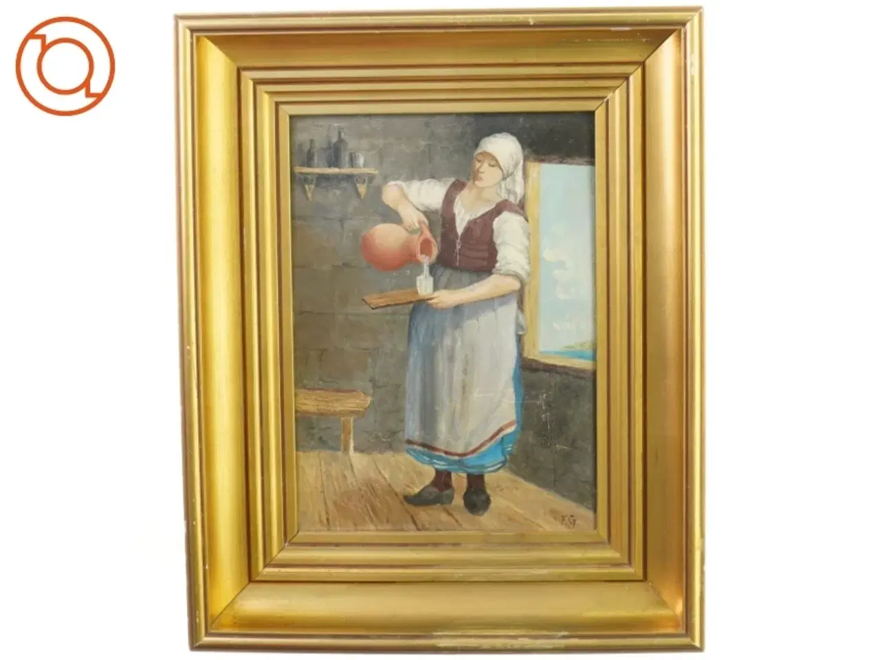 Billede 1 - Maleri med guldramme (str. 46 x 37 x 6 cm)
