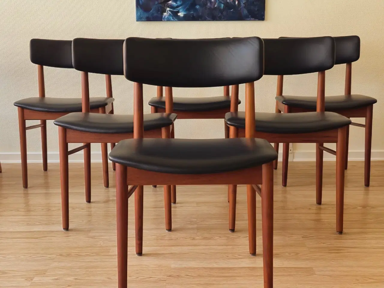 Billede 5 - 6 Teak stole, nypolstrede