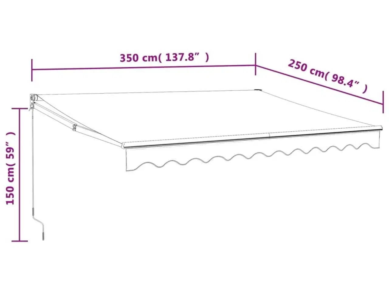 Billede 9 - Foldemarkise 3,5x2,5 m stof og aluminium antracitgrå