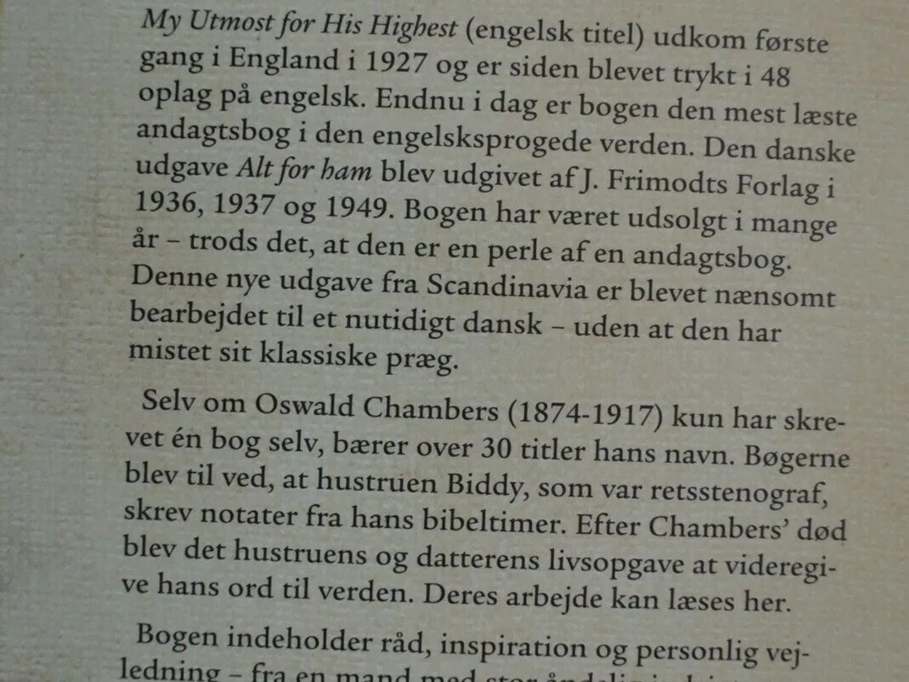 Billede 3 - alt for ham - en andagtsbog, af oswald chambers, e