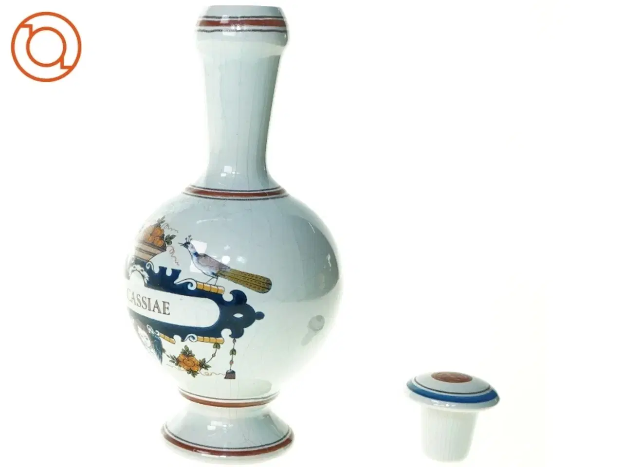 Billede 2 - Fajance Apoteker Karaffel OL.CASSIAE med prop fra Delft (str. 27 x 12 cm)