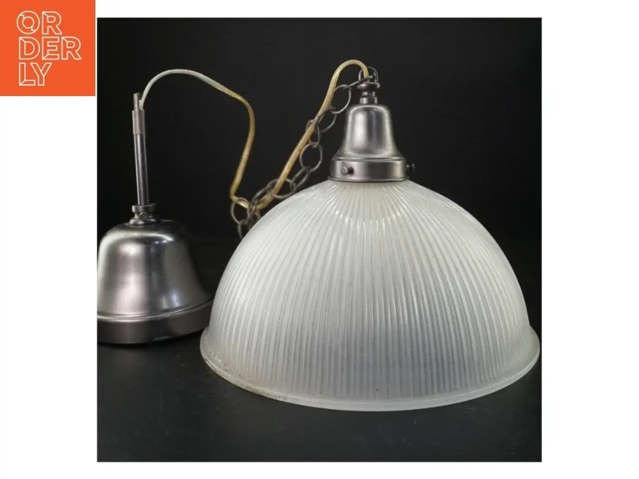 Billede 1 - Loftlampe med glas og metal (str. 30 cm)