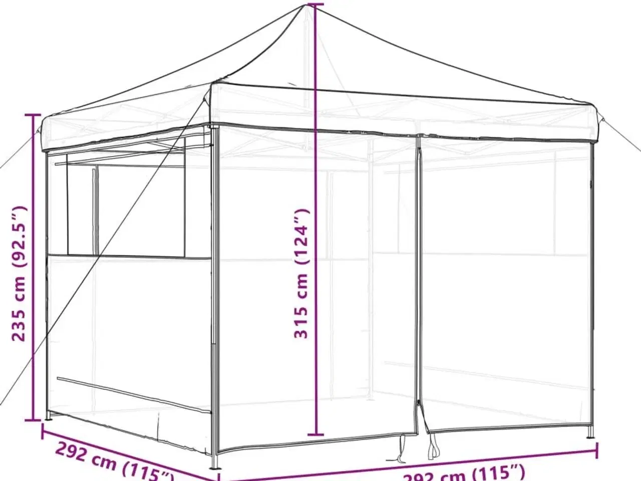 Billede 10 - Foldbart pop-up festtelt med 4 sidevægge sort