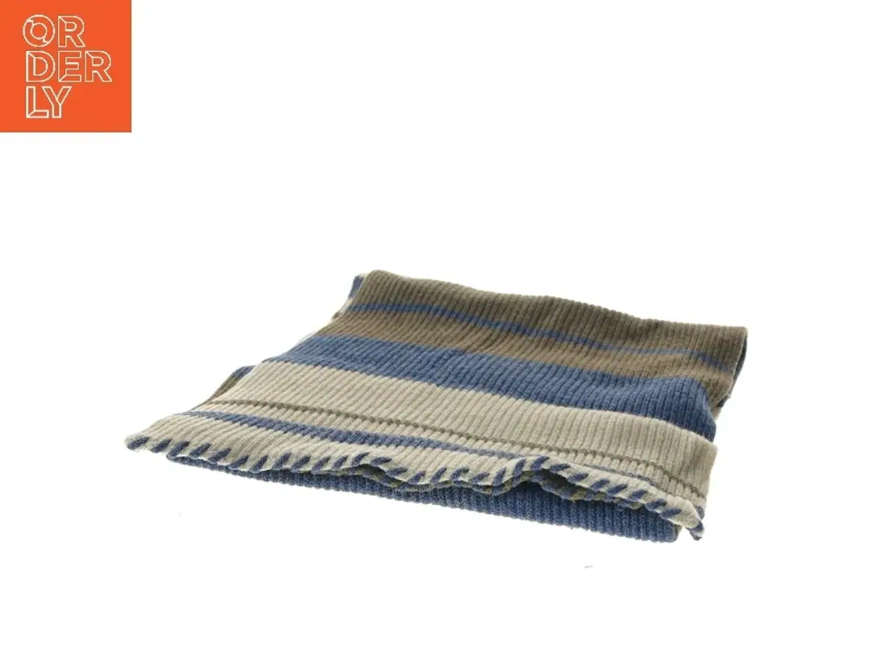 Billede 2 - Strikket uldtærklæde med striber (str. 133x29,5 cm)