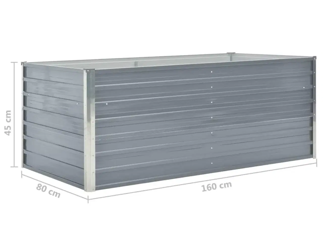Billede 6 - Hævet havekasse 160 x 80 x 45 cm galvaniseret stål grå