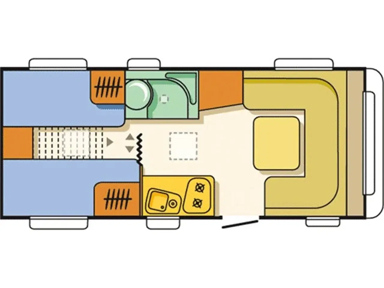 Billede 18 - 2014 - Adria Adora 512 UL   Mover, myggenetsdør, enkeltsenge m/udtræk, rundsidde-gruppe, el-gulv-varme, 90l. køleskab med fryser, stabilisator, glatte glasfibersider