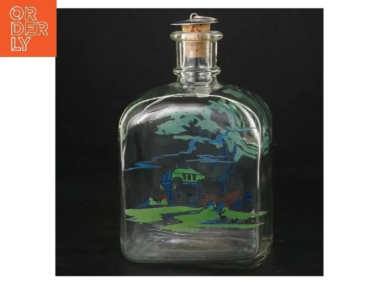 Billede 4 - Dekorativ flaske med prop fra Holmegaard (str. 17,5 cm)