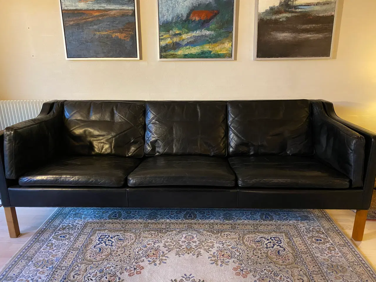 Billede 1 - Velholdt original Børge Mogensen sort læder sofa