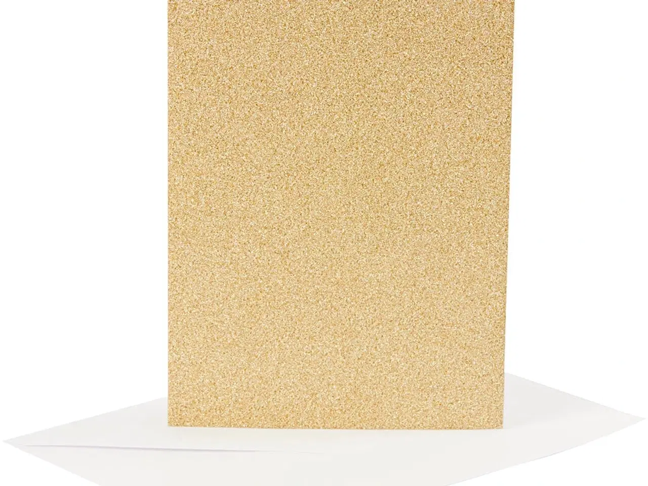 Billede 1 - Glitter Kort og Kuverter - 4 sæt, Guld 10,5x15 cm