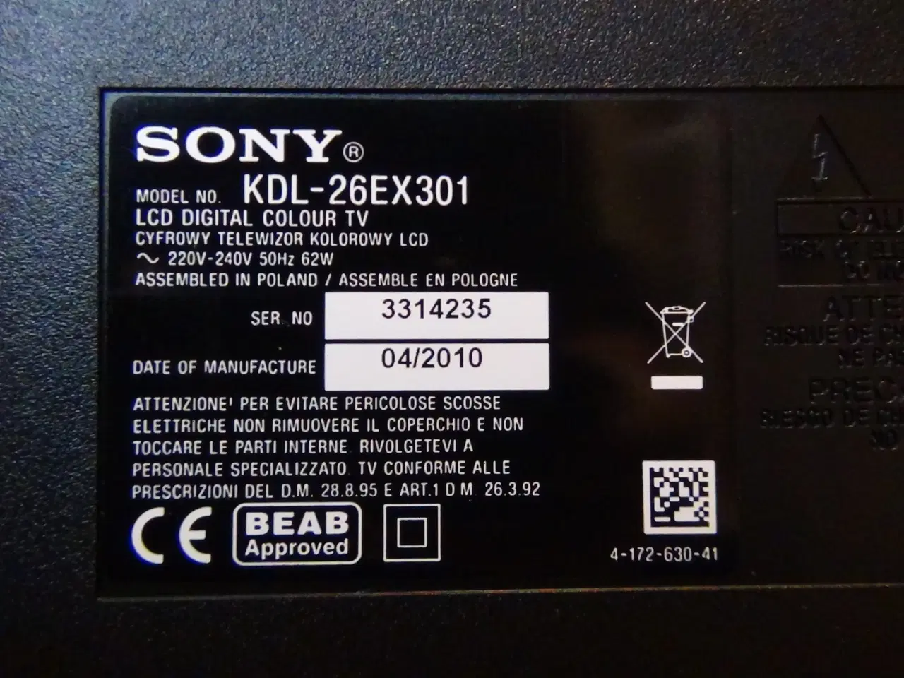 Billede 2 - SONY TV 26´´