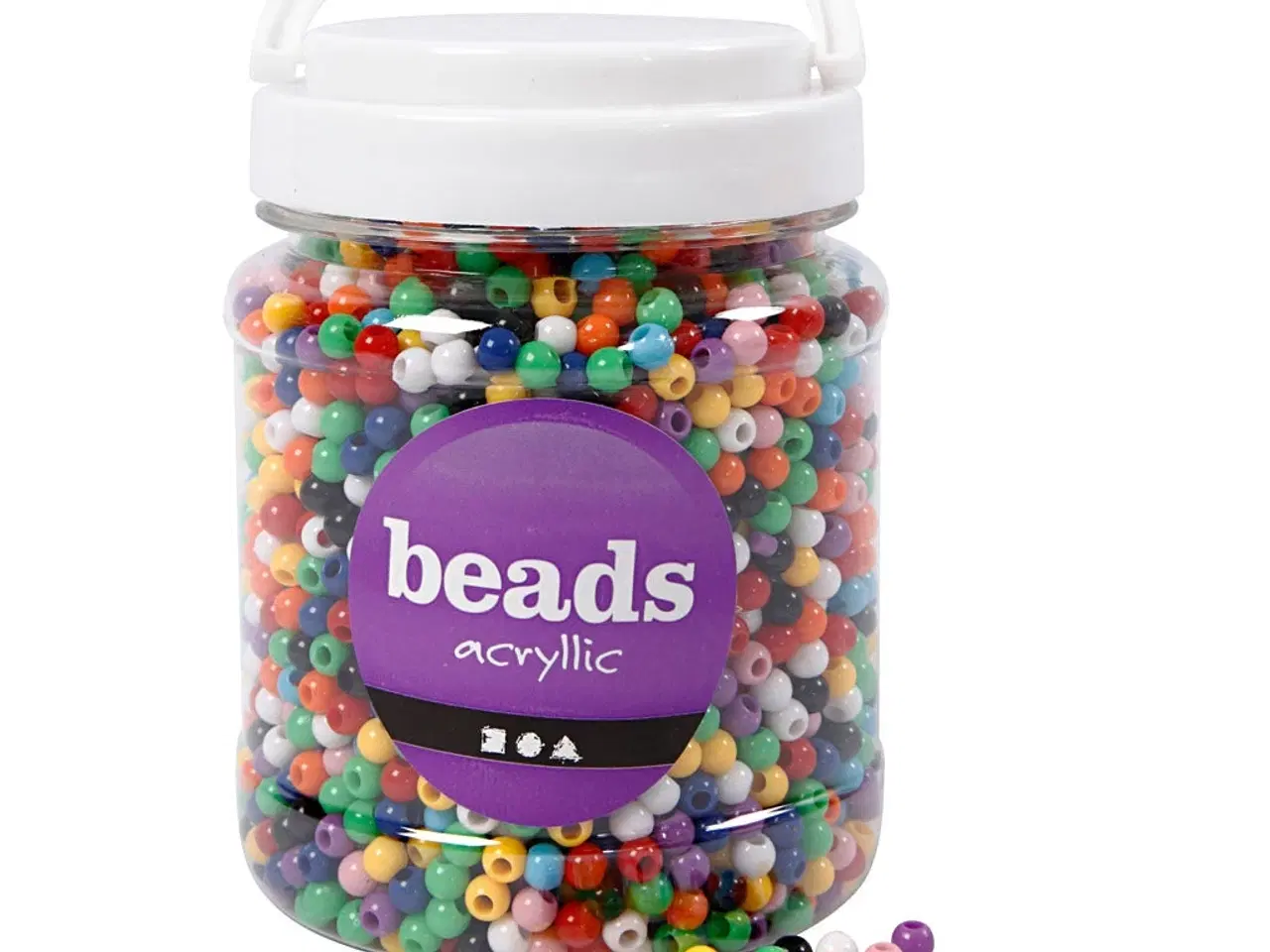 Billede 1 - Kongoperler, diam. 6 mm, hulstr. 3 mm, ca. 3830 stk., ass. farver, 425 g, 700 ml/ 1 ds.