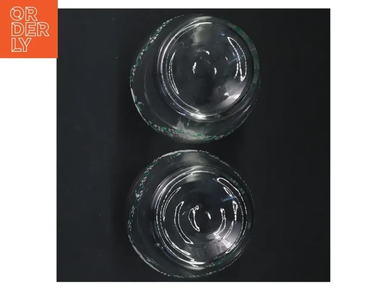 Billede 4 - Sæt med malet glas karaffer og drikkeglas (str. 17 cm og 7,5 cm)