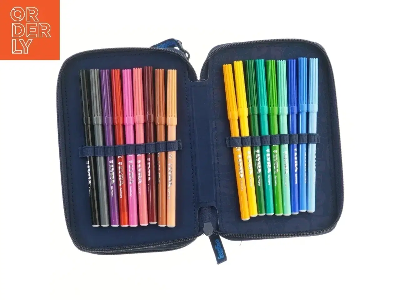 Billede 3 - Blå penalhus med farveblyanter og tuscher fra Ergobag (str. 20,5x14 cm)