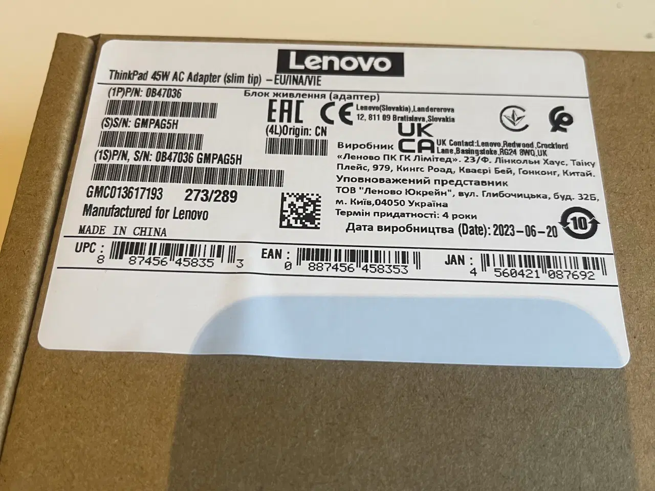 Billede 2 - Lenovo ThinkPad 65W AC Adapter Slim oplader