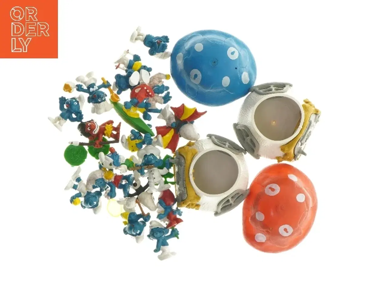 Billede 1 - Smølfe miniature figurer og svampehuse fra Smølfer (str. ca. 5 cm)